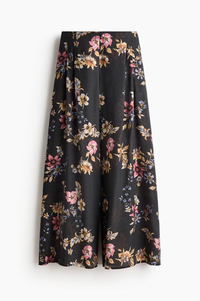 Wide viscose-blend trousers