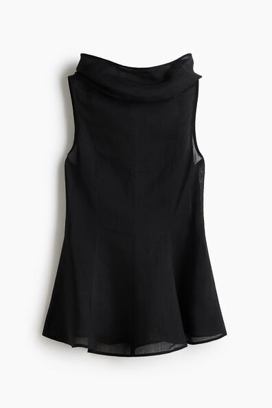 Ramie-blend peplum top