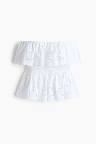 Flounce-trimmed peplum tube top