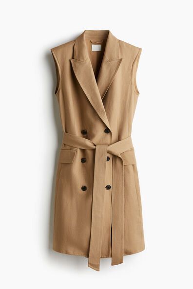 Linen-blend blazer dress
