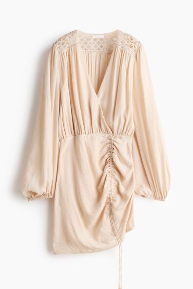 Drawstring-detail balloon-sleeved dress
