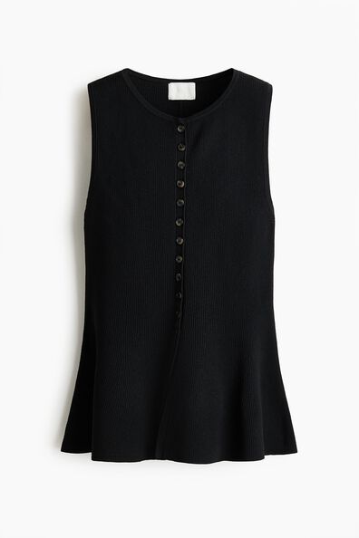 Rib-knit peplum waistcoat