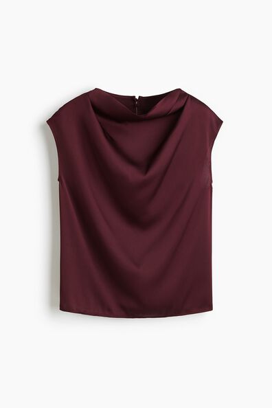 Cap-sleeved satin blouse