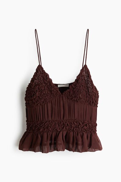 Ruched chiffon strappy top