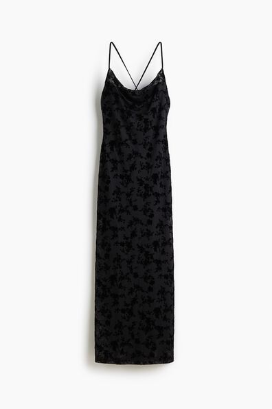 Flock-print strappy dress