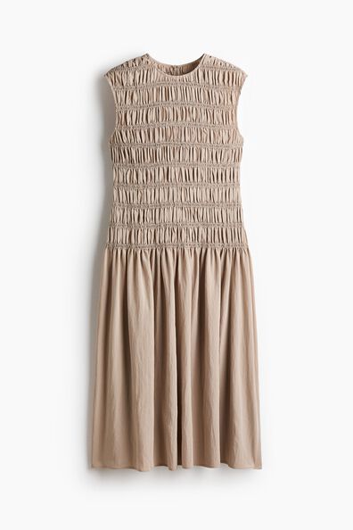 Smocked viscose-blend dress