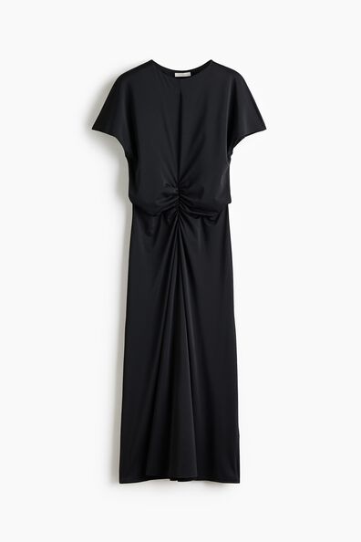 Ruched cap-sleeved dress