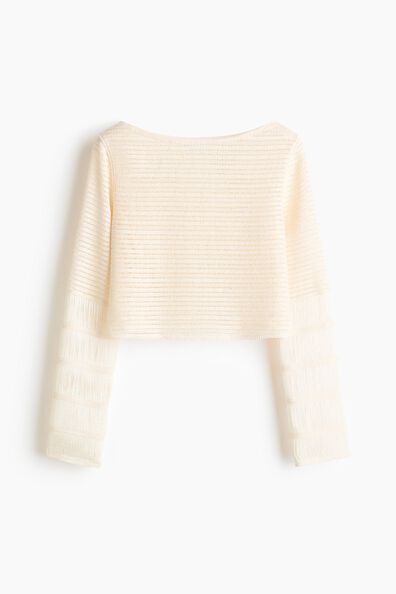 Crochet-look boat-neck top