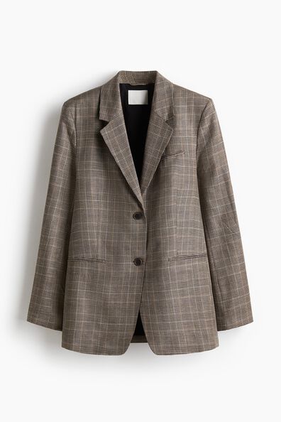 Linen-blend blazer
