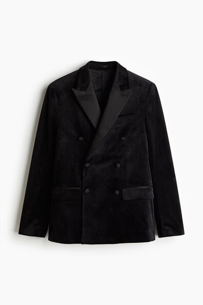 Regular Fit Double-breasted velvet tuxedo jacket
