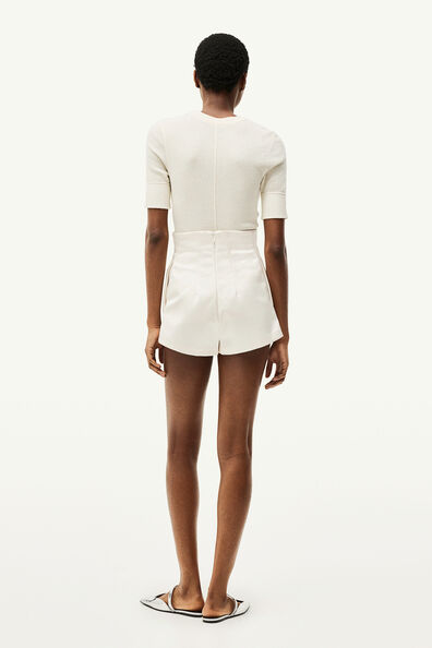 Shiny twill mini shorts