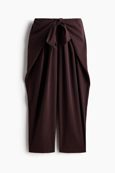 Tie-detail barrel trousers
