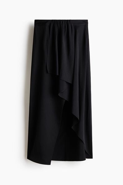 Draped-panel asymmetric skirt