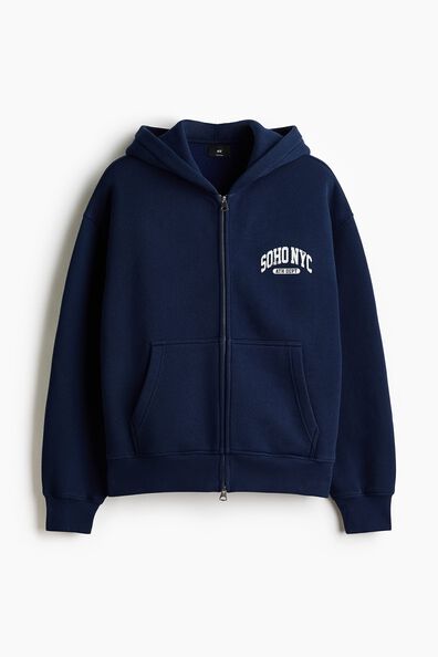 Oversized Fit Printed zip-through hoodie
