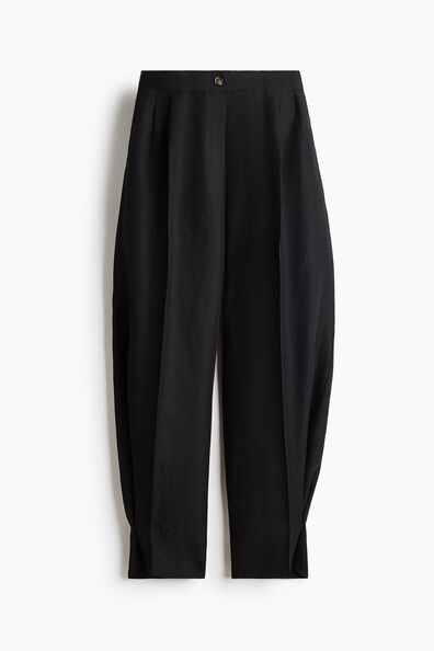 Linen-blend balloon trousers