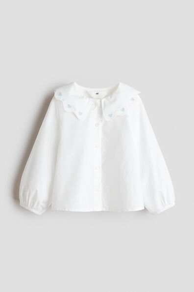 Collared cotton poplin blouse