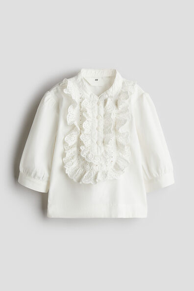 Frilled cotton poplin blouse