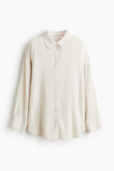 Oversized linen-blend shirt