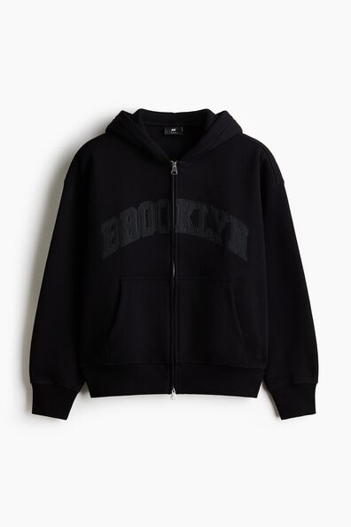 Oversized Fit Printed zip-through hoodie