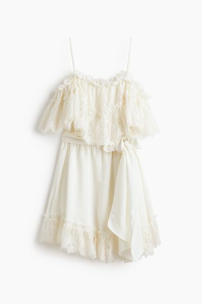 Lace-trimmed satin dress