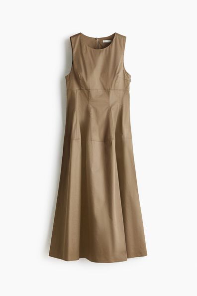 Flared-skirt poplin dress