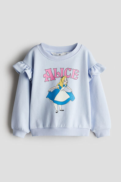 Frill-trimmed printed sweatshirt
