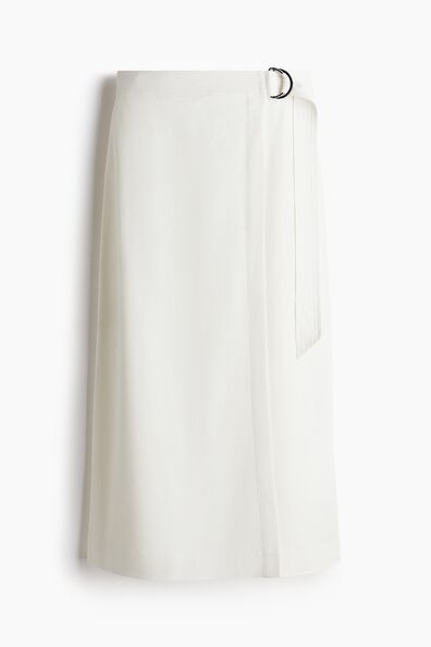 Linen-blend wrap skirt