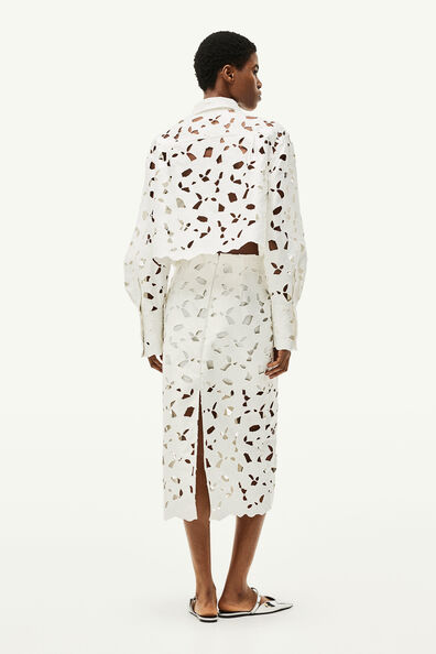 Broderie anglaise satin skirt