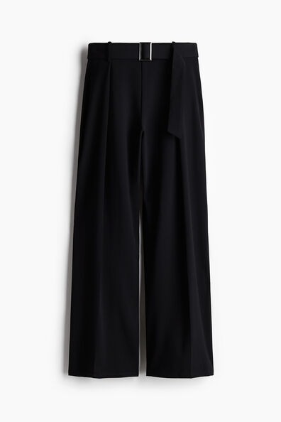 Wide belt-detail trousers