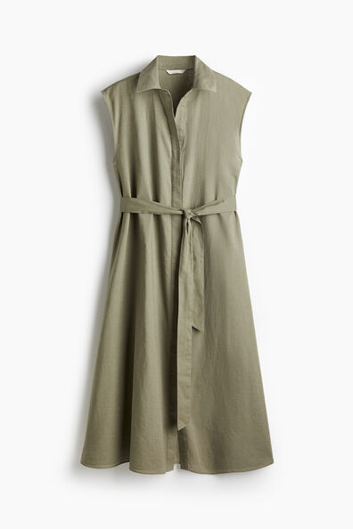 Linen-blend shirt dress