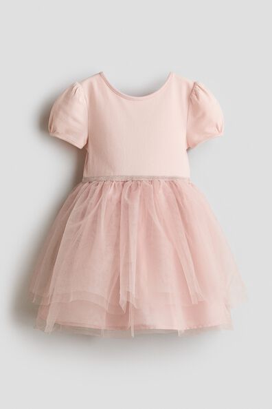Tulle-skirt jersey dress
