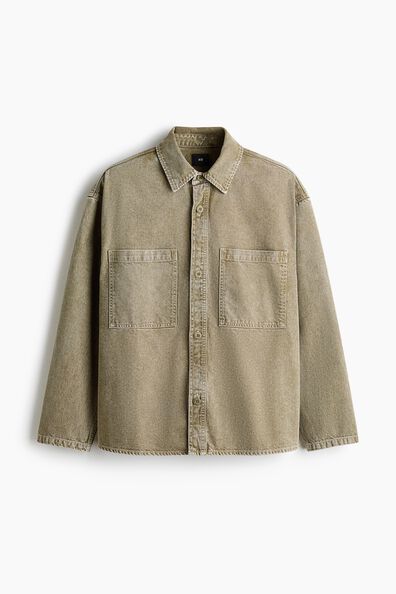 Washed-look twill overshirt