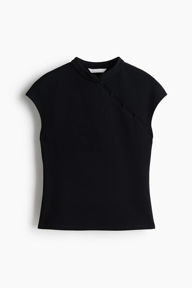 Button-detail cap-sleeved top