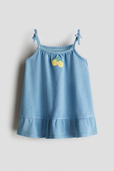 Print-detail denim dress