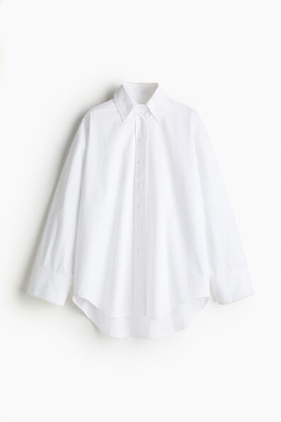 Stitching-detail cotton shirt
