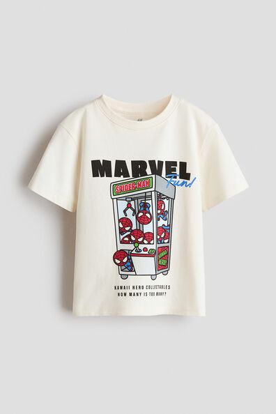 Print-motif cotton T-shirt