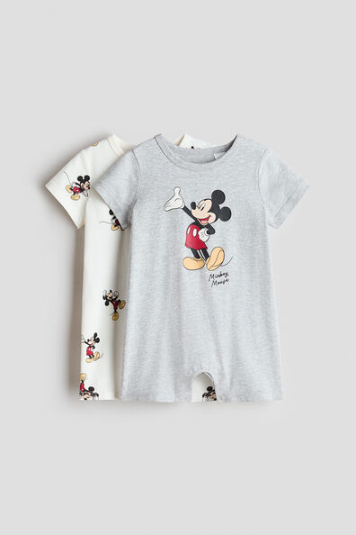 2-pack printed cotton sleepsuits