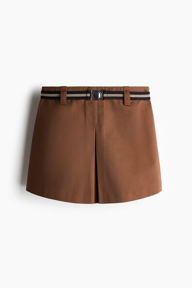 Belted twill skort