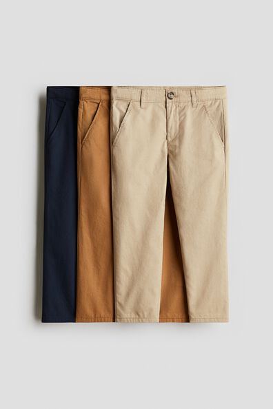 3-pack cotton twill chinos