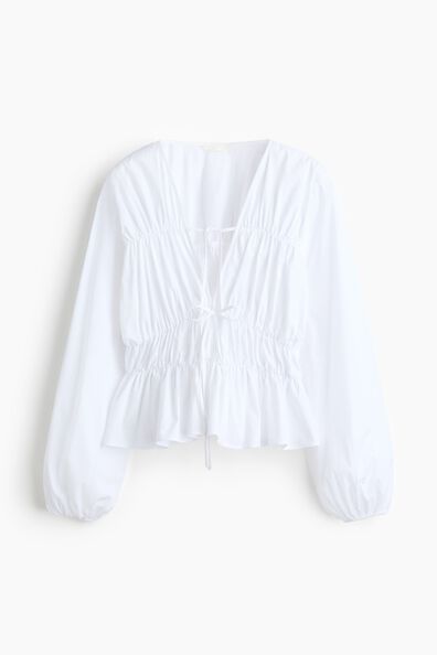 Drawstring poplin blouse