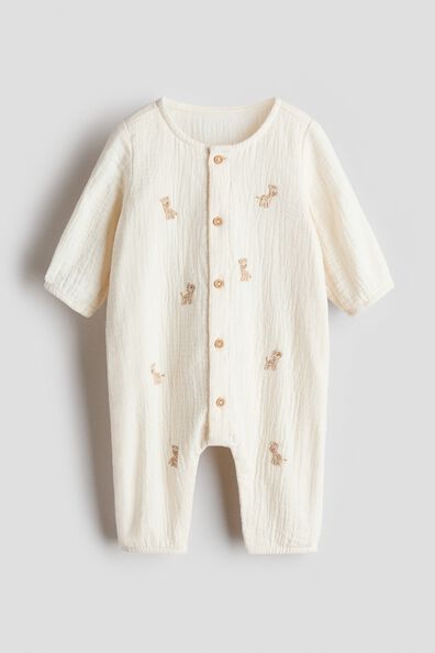 Embroidery-detail romper suit