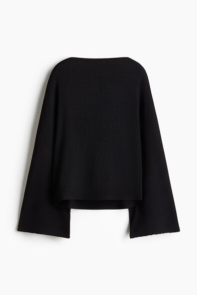 Crinkled batwing-sleeved top