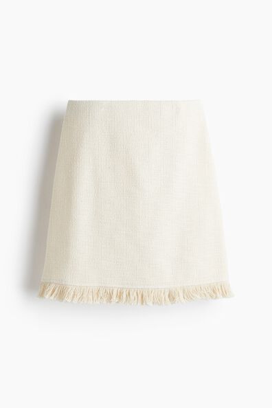 Fringed bouclé skirt