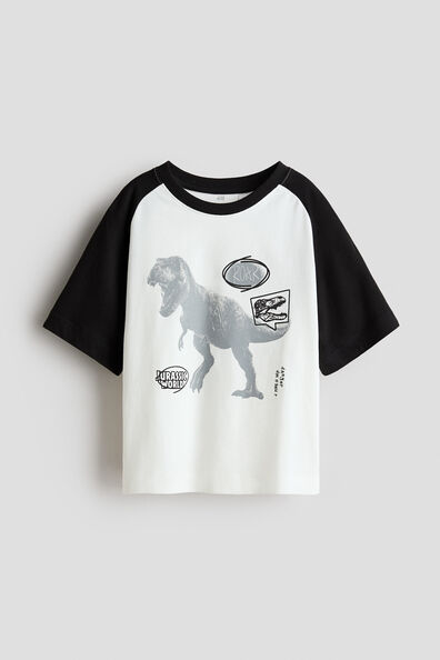 Print-motif cotton T-shirt