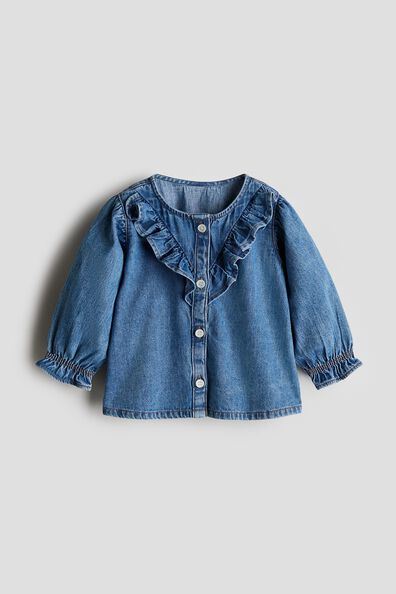 Flounced denim blouse