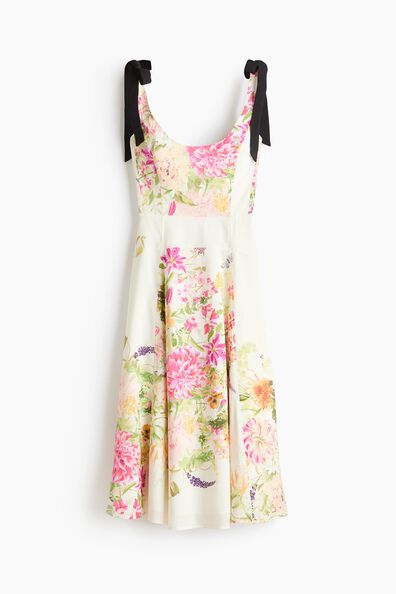 Flared-skirt tie-strap dress