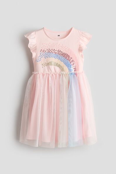 Sequined tulle-skirt dress