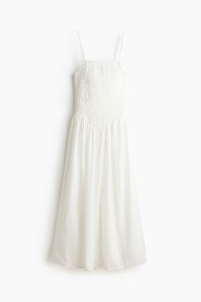 Smocked flared-skirt dress