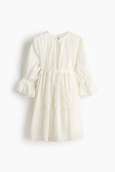 Lace-trimmed cotton dress