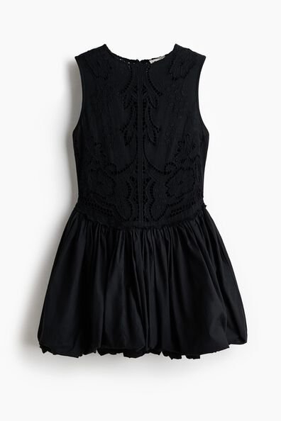 Bubble-hem linen-blend dress